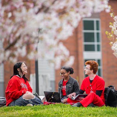 group of students walking on campus